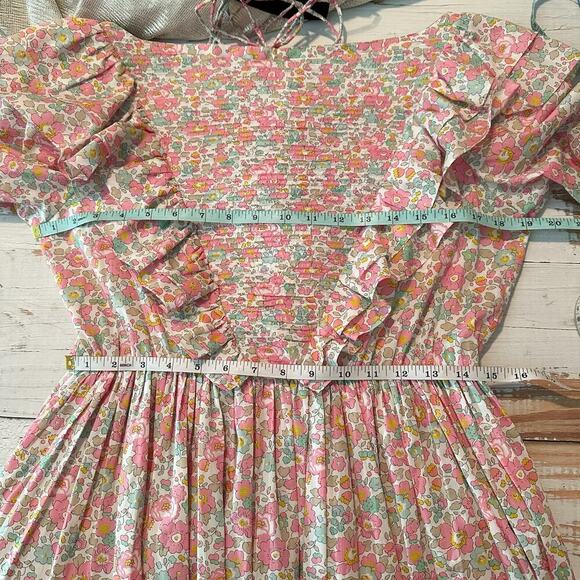 Horror Vacui Dorothy Ruffled Floral Cotton Poplin Midi Dress Size Medium - Picture 9 of 15